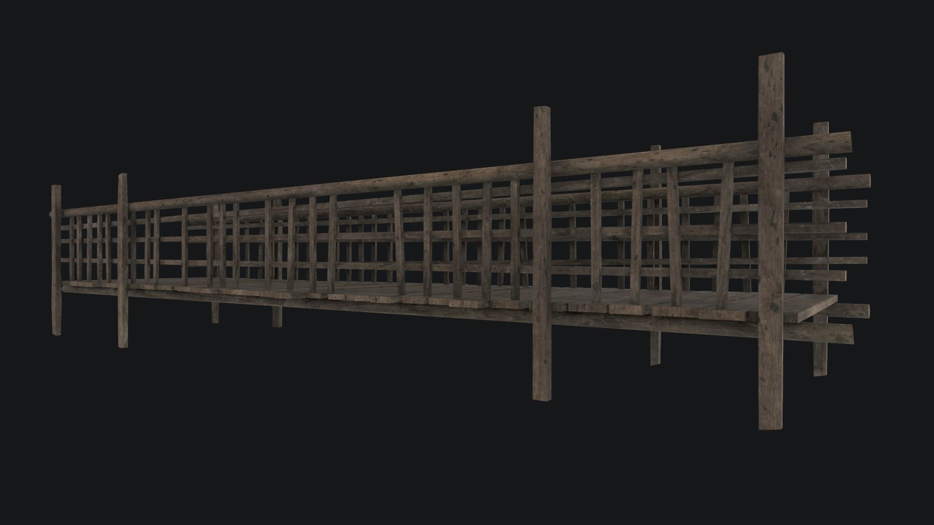 Old Wooden Bridge Low-poly 3D model_6