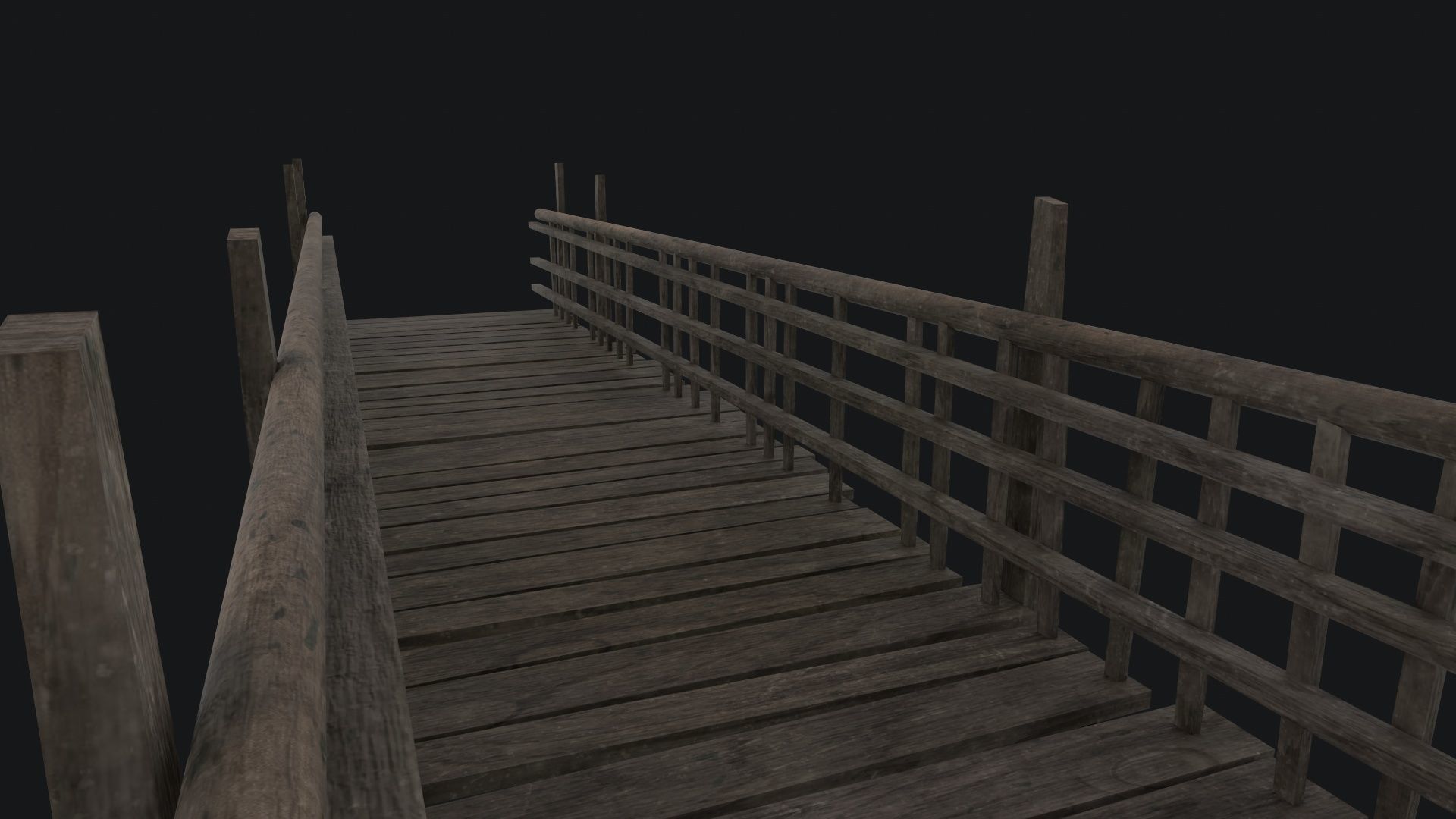 Old Wooden Bridge Low-poly 3D model_9