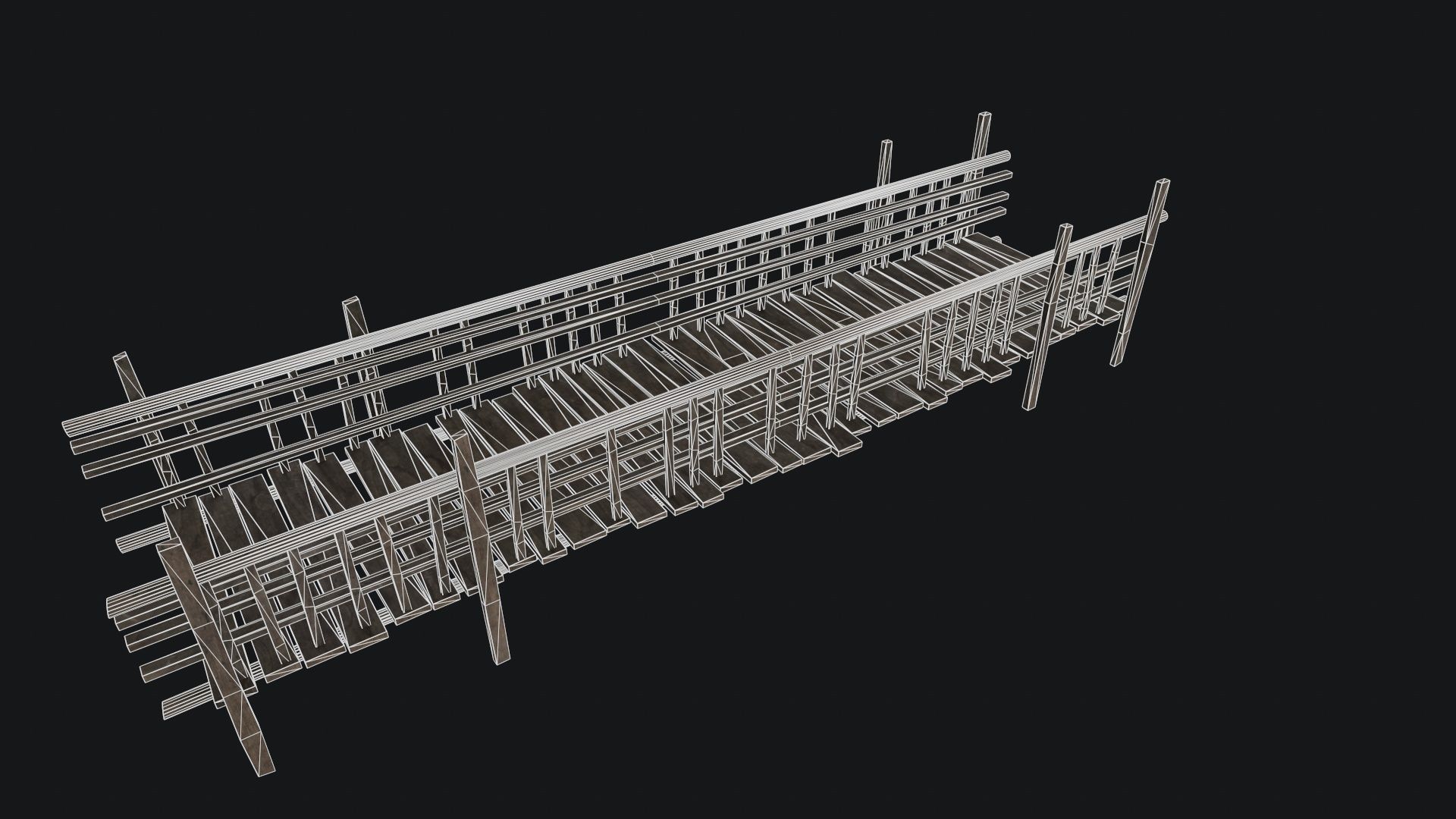 Old Wooden Bridge Low-poly 3D model_12