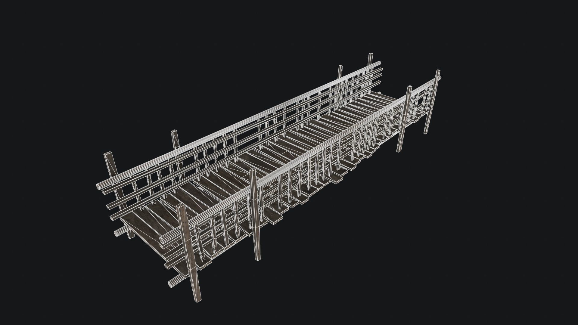 Old Wooden Bridge Low-poly 3D model_14