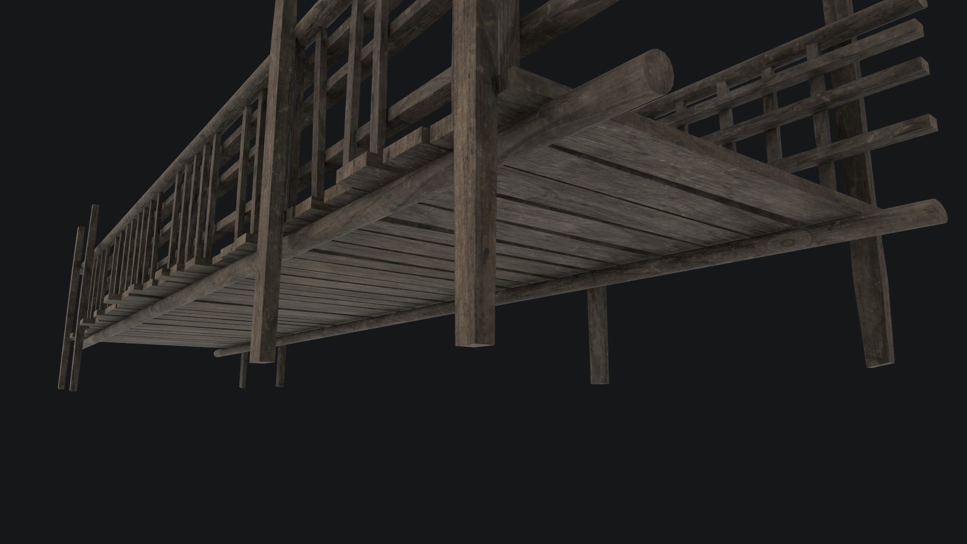 Old Wooden Bridge Low-poly 3D model_11