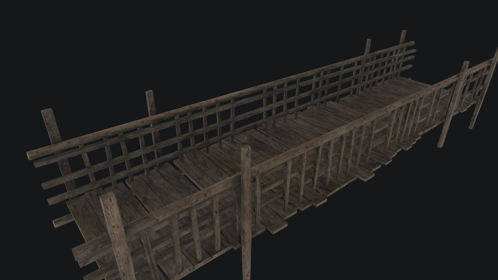Old Wooden Bridge Low-poly 3D model_5