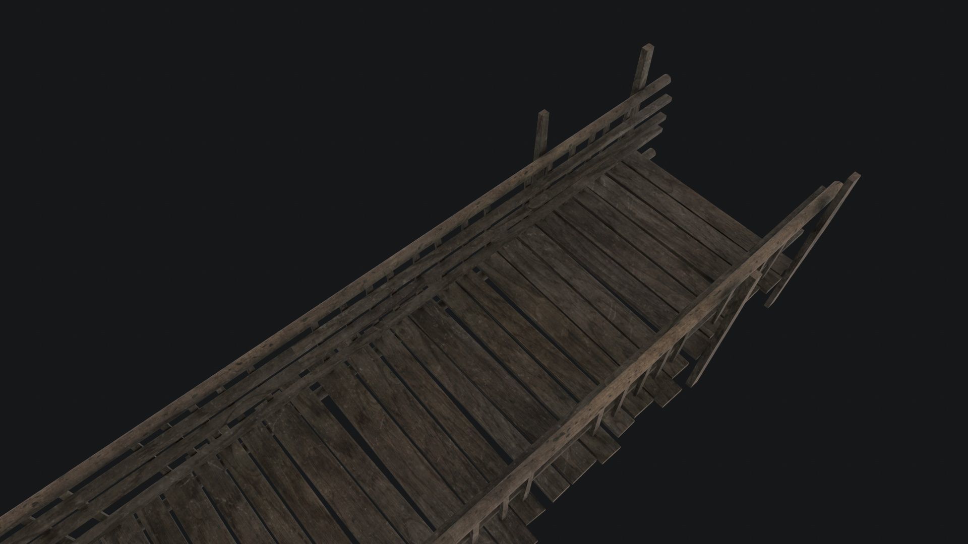 Old Wooden Bridge Low-poly 3D model_3