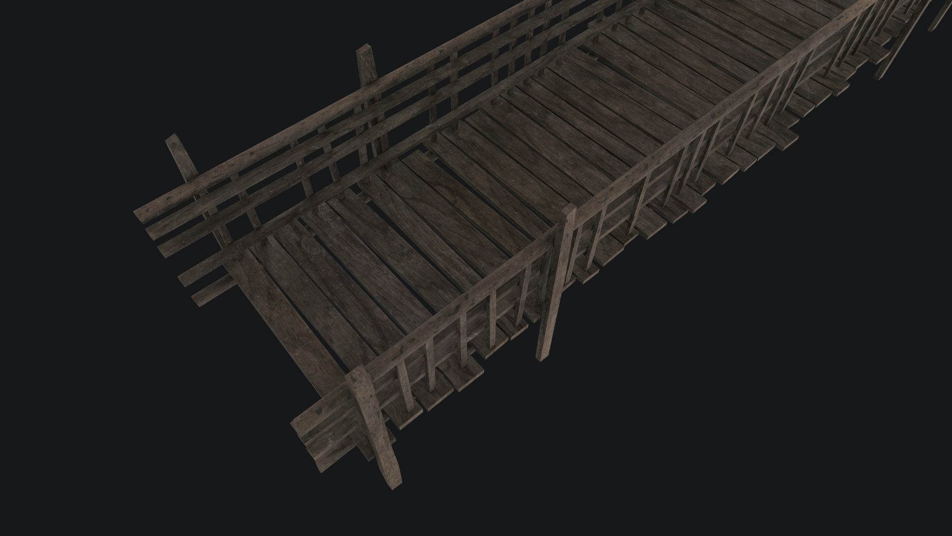 Old Wooden Bridge Low-poly 3D model_2