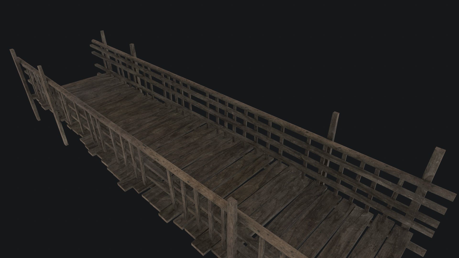 Old Wooden Bridge Low-poly 3D model_4