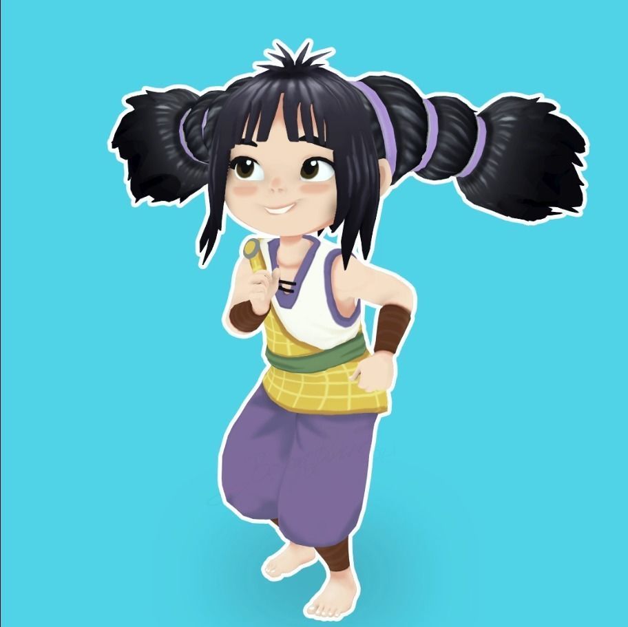 Cartoon  Girl Hoki Rigged  Low-poly 3D model_3