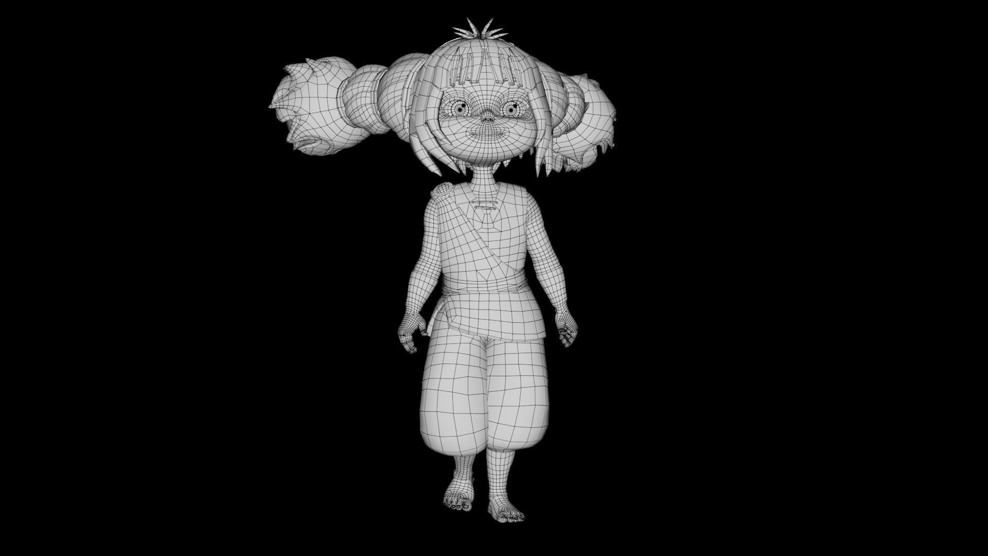 Cartoon  Girl Hoki Rigged  Low-poly 3D model_7