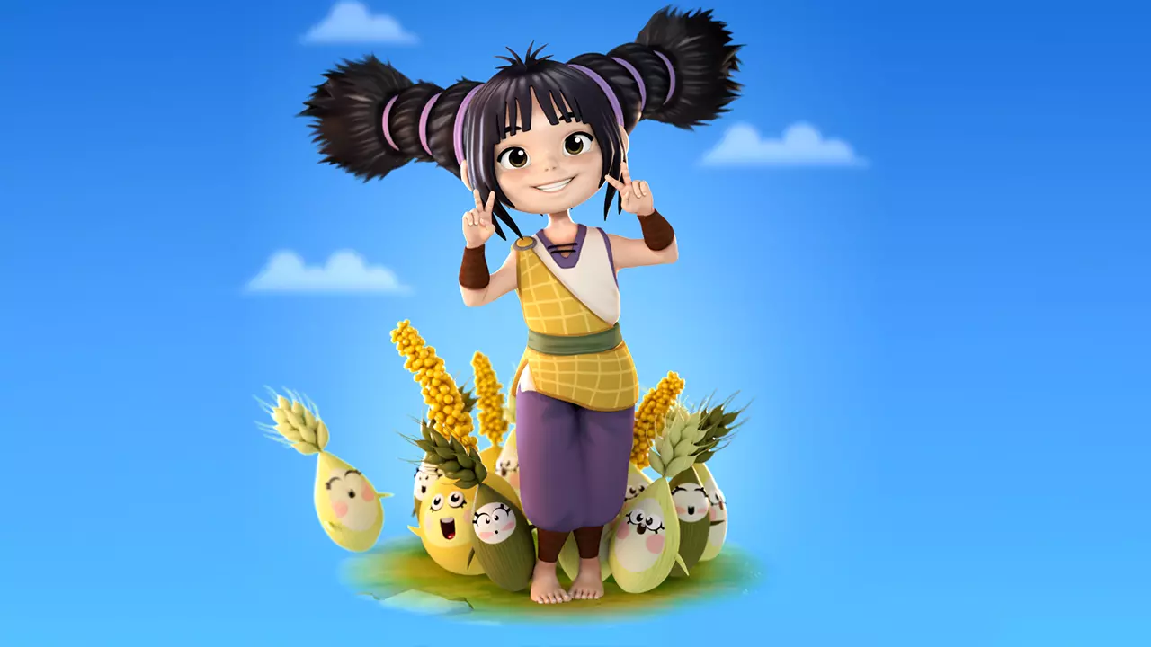 Cartoon  Girl Hoki Rigged  Low-poly 3D model_0