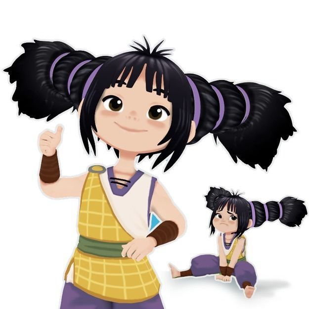 Cartoon  Girl Hoki Rigged  Low-poly 3D model_5