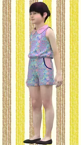 Kid Girls Pinafore Low-poly 3D model