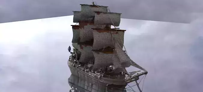 Frigate Ship improved 3D model 3D model