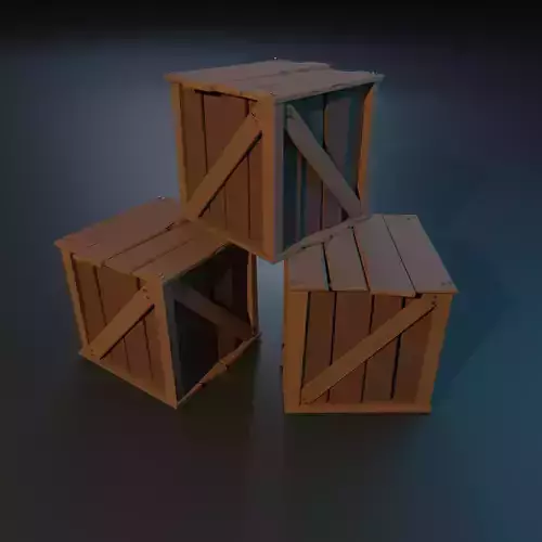 Stylized wooden box  low poly