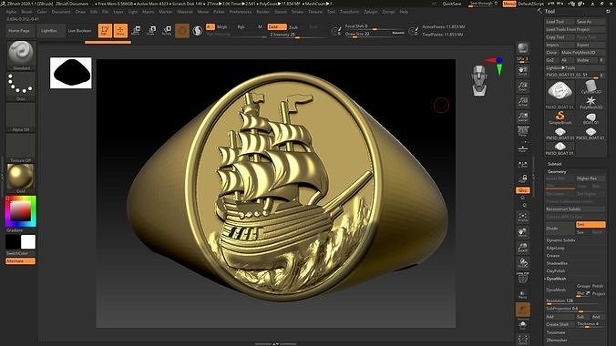 BOAT SIGNET RING 3D print model