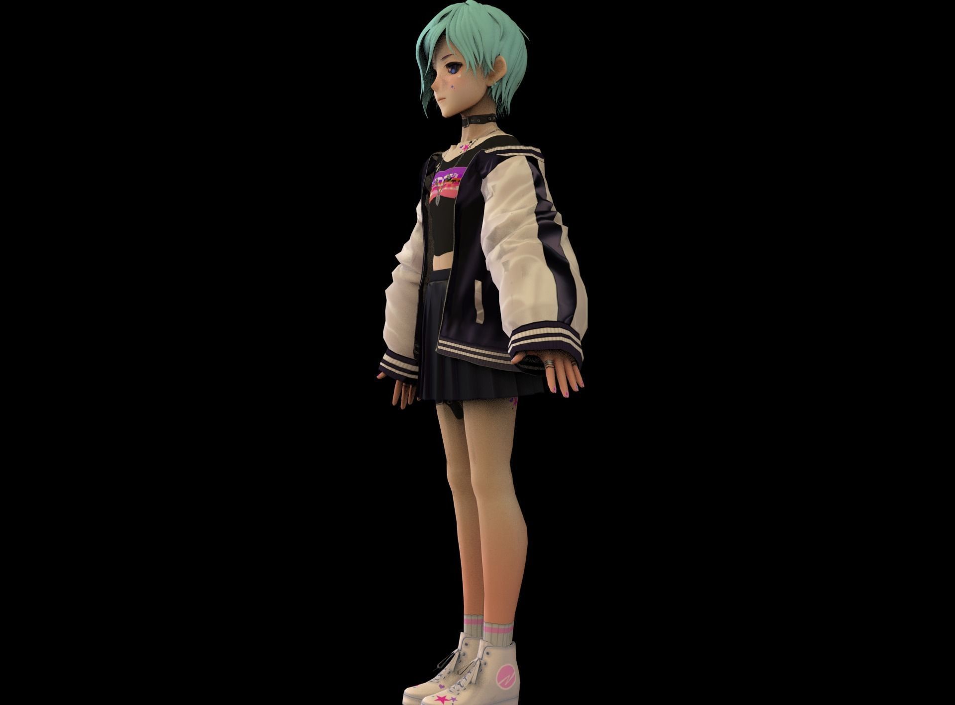game ready Low Poly Anime Character 10 Low-poly 3D model_3