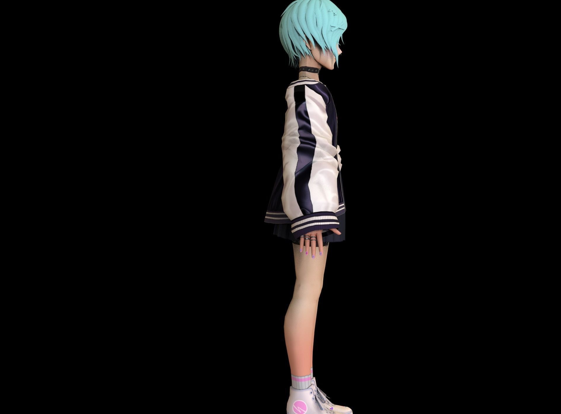 game ready Low Poly Anime Character 10 Low-poly 3D model_4