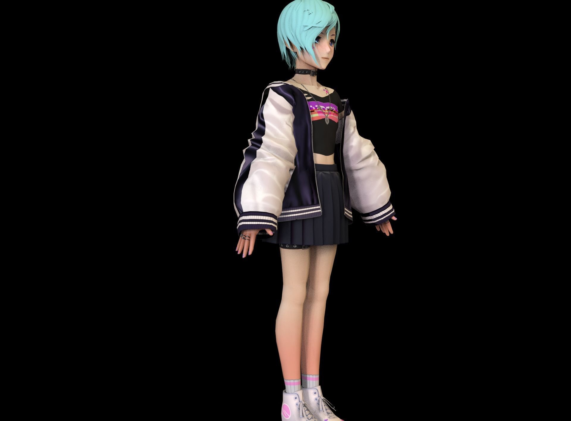 game ready Low Poly Anime Character 10 Low-poly 3D model_2