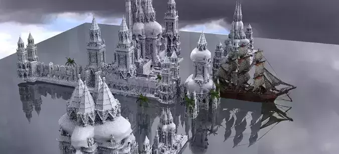 Scull Temple Pirate Kit bash 2 3D model