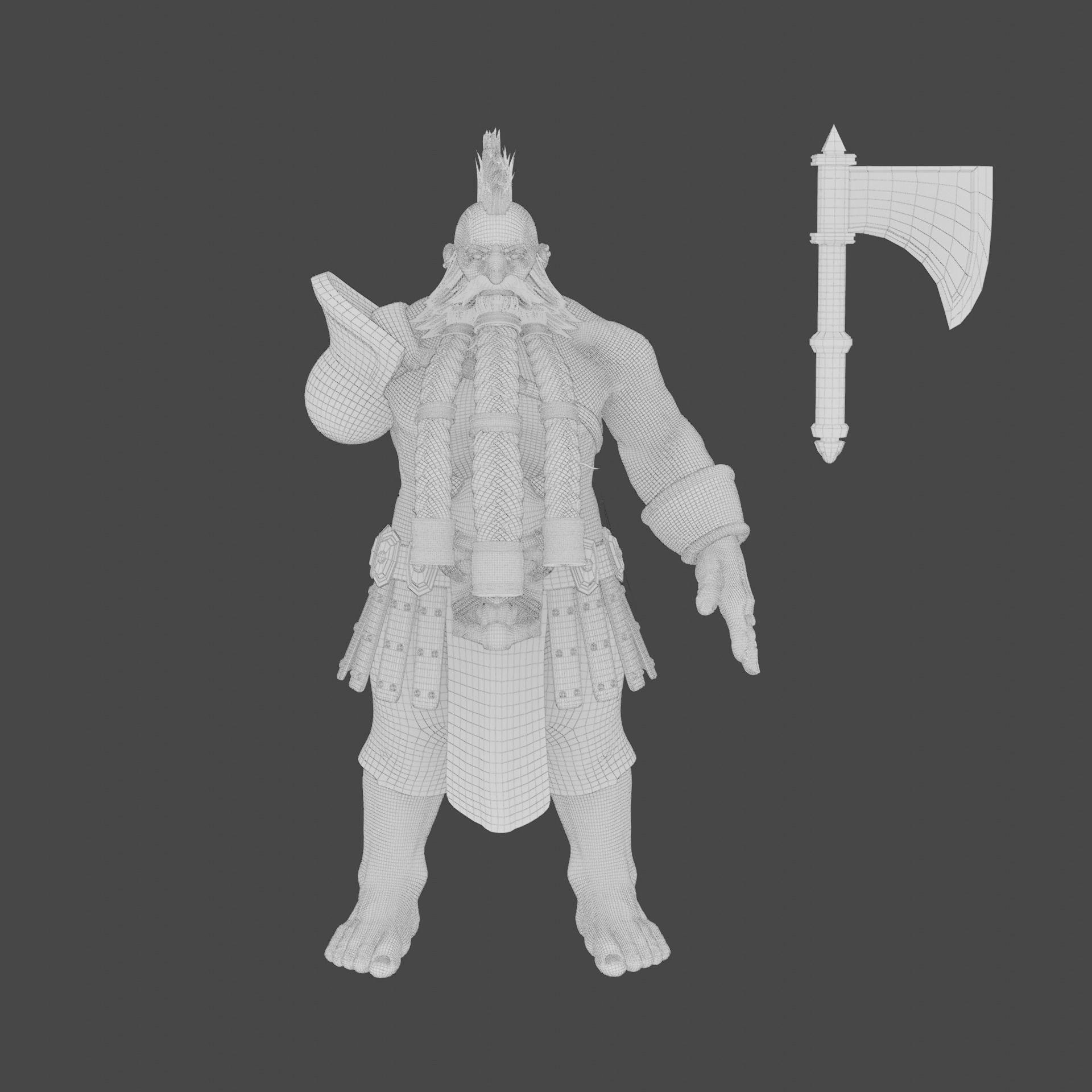 Dwarf One-Arm Warrior 3D model_8