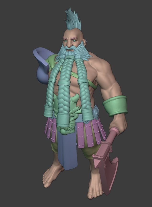 Dwarf One-Arm Warrior 3D model_12