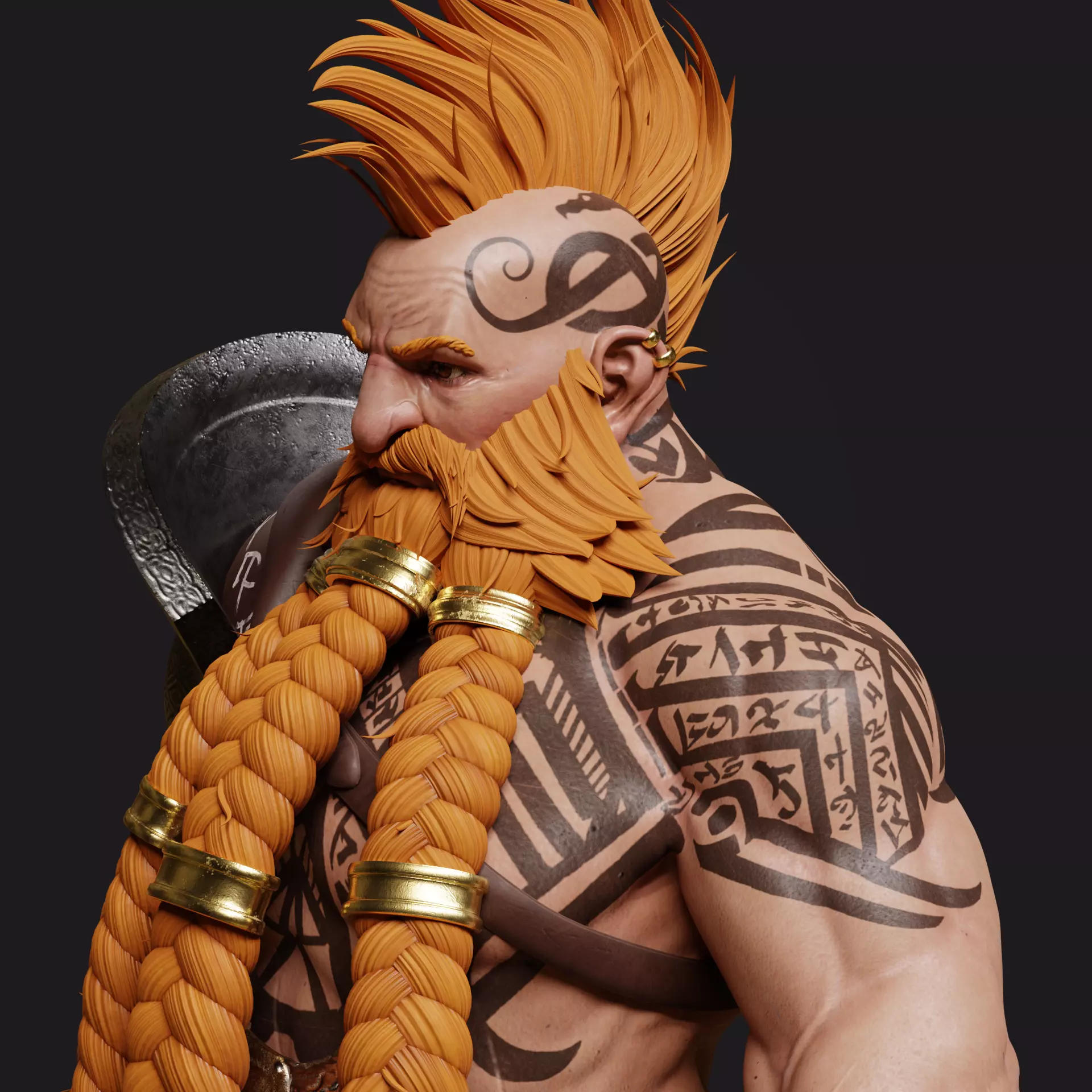 Dwarf One-Arm Warrior 3D model_0