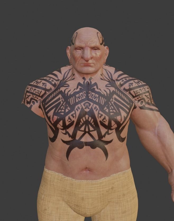 Dwarf One-Arm Warrior 3D model_11