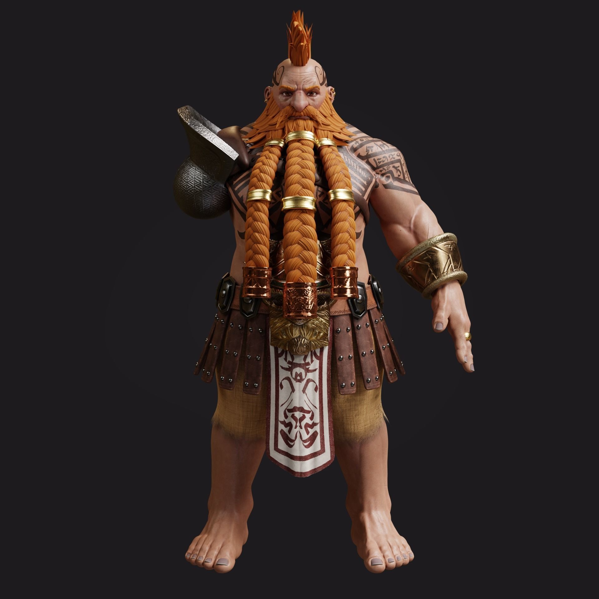 Dwarf One-Arm Warrior 3D model_4