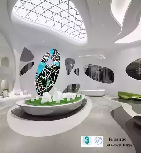 Futuristic sell gallery design