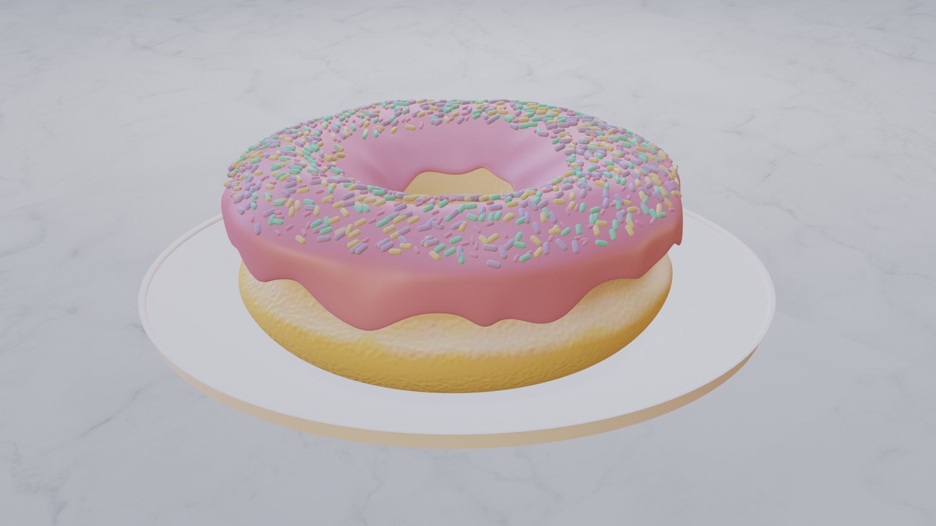 Donut and Coffe Low-poly 3D model_1