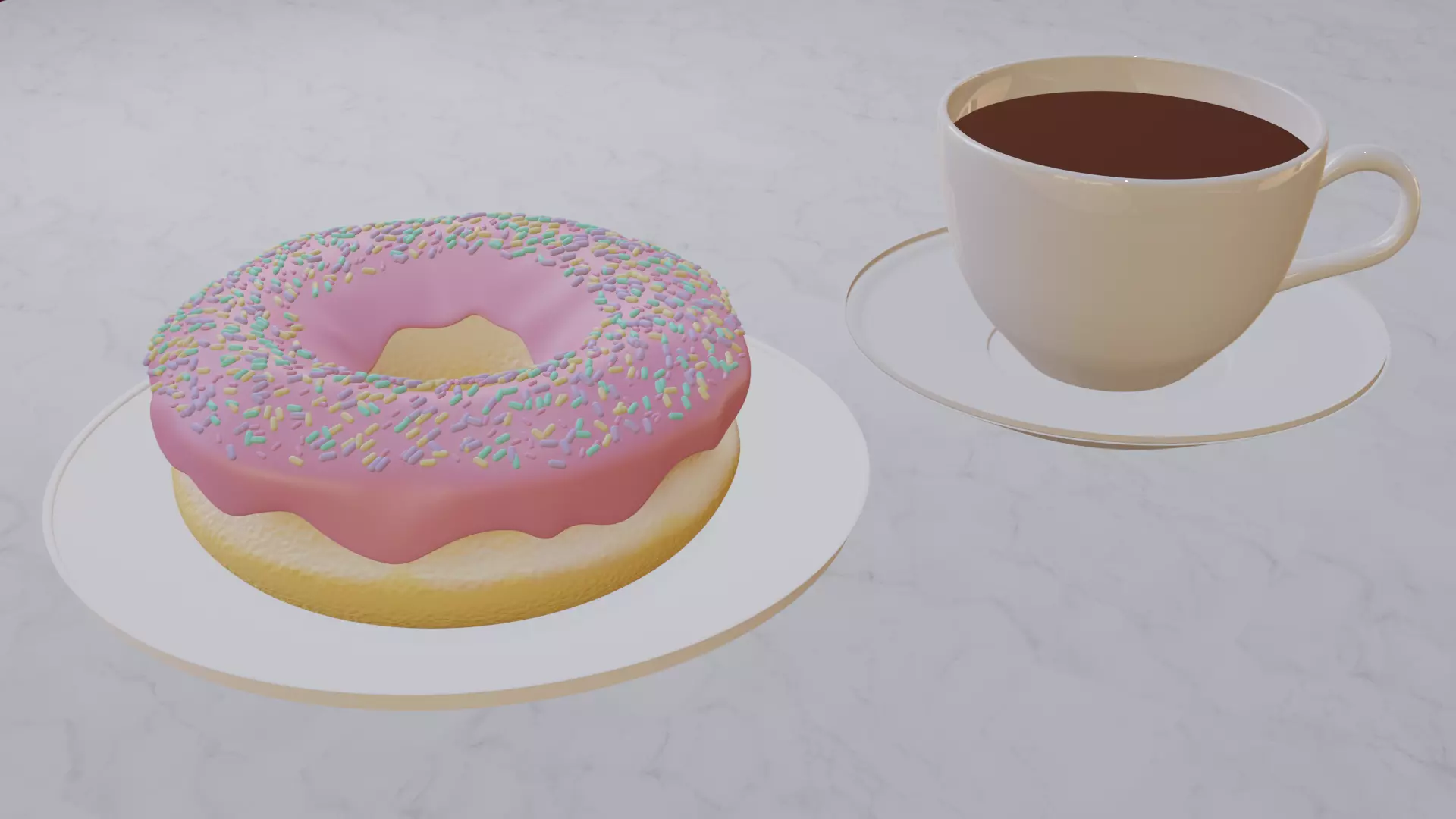 Donut and Coffe Low-poly 3D model_0