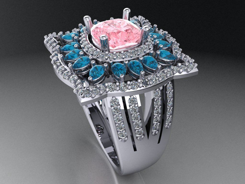 Pear halo ring   521 3D print model_3