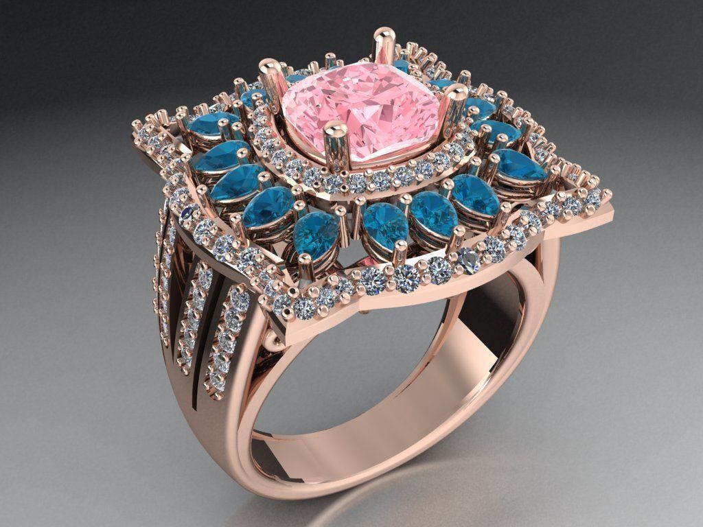 Pear halo ring   521 3D print model_2