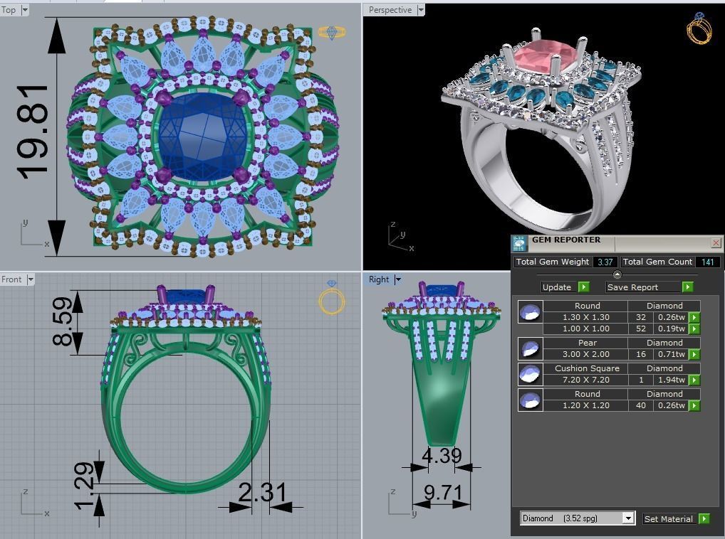 Pear halo ring   521 3D print model_4