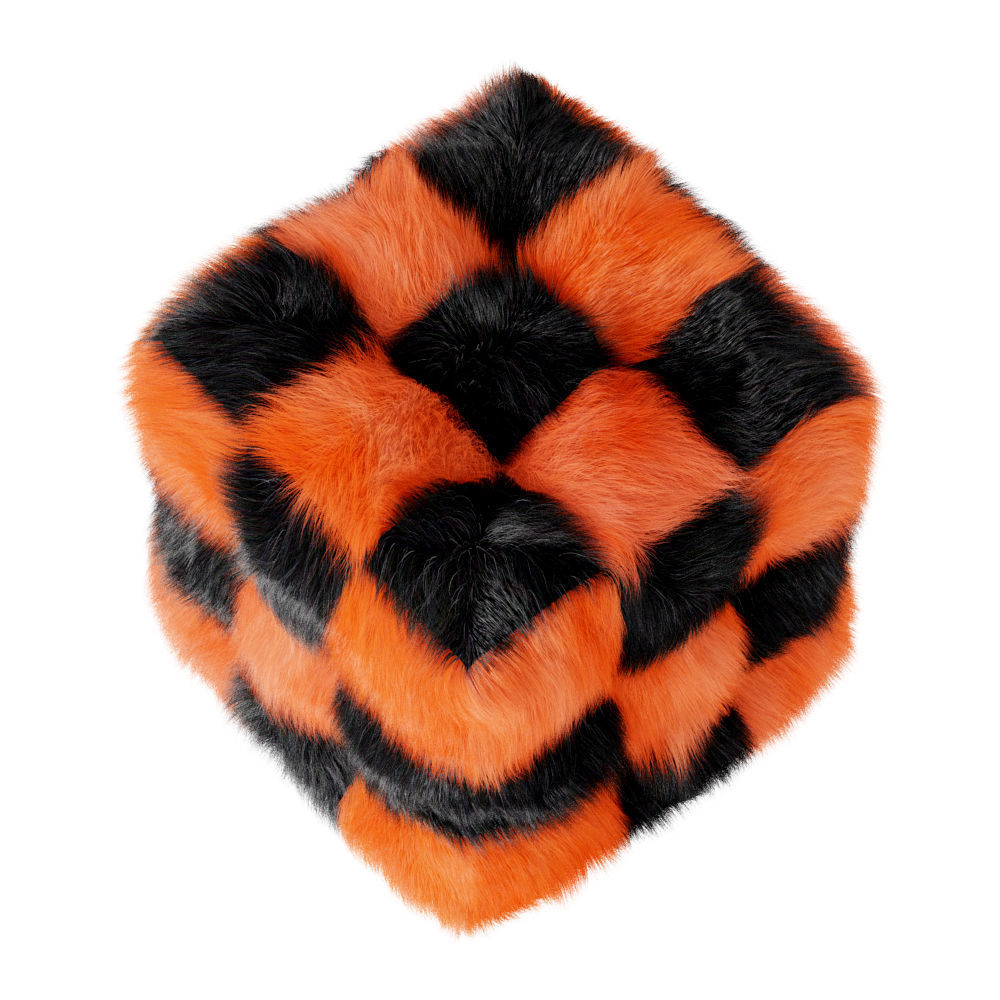 Pouf Cube colored fur 3D model_3