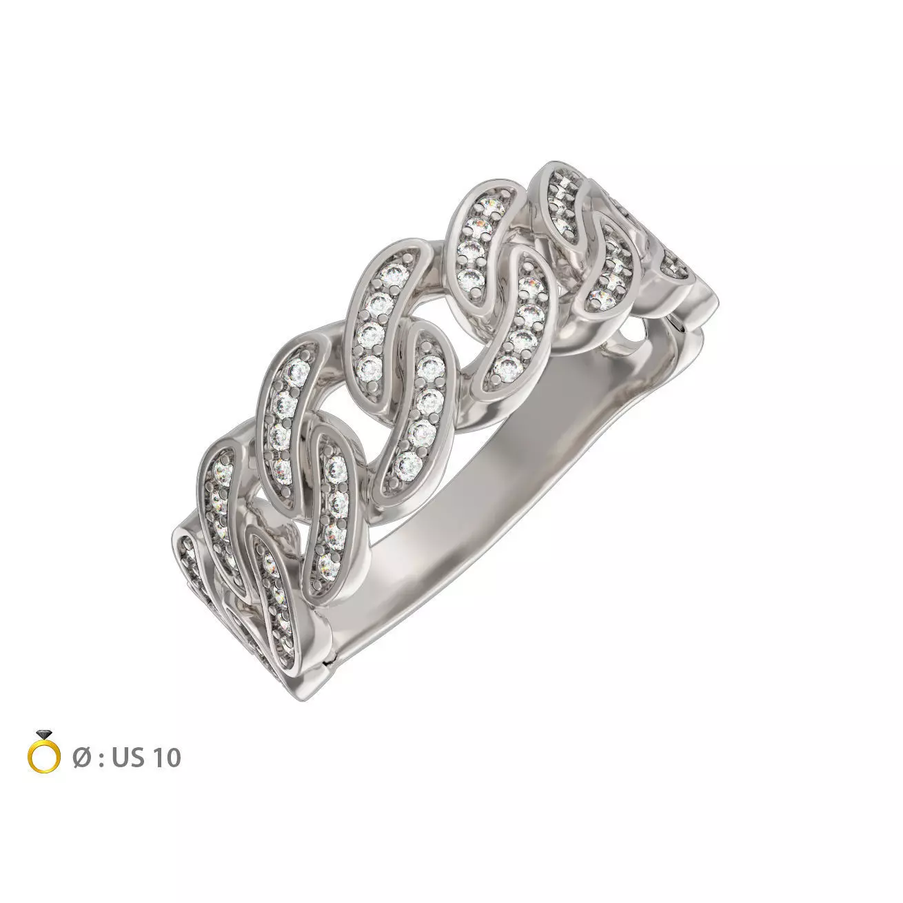 N166 Cuban ring T02 US10 half 3D print model
