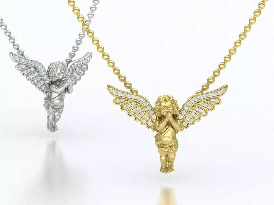 Angel Diamond Necklace Pendant Praying Angel 3dmodel 3D print model