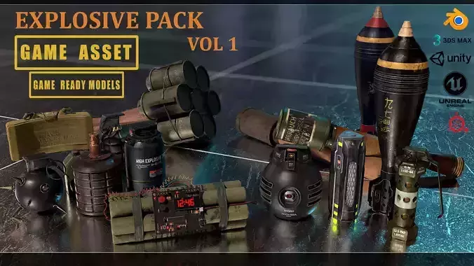 Explosive Pack Vol 1-GameReady Low-poly 3D model
