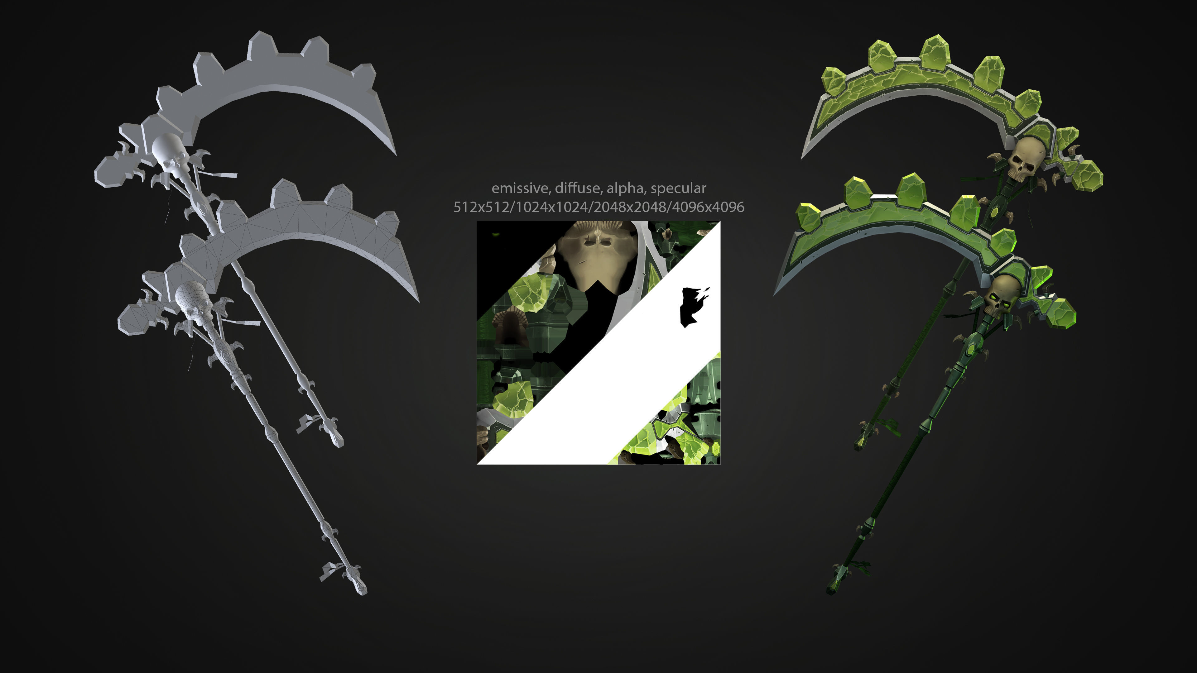 NecroScythe scythe Low-poly 3D model_4