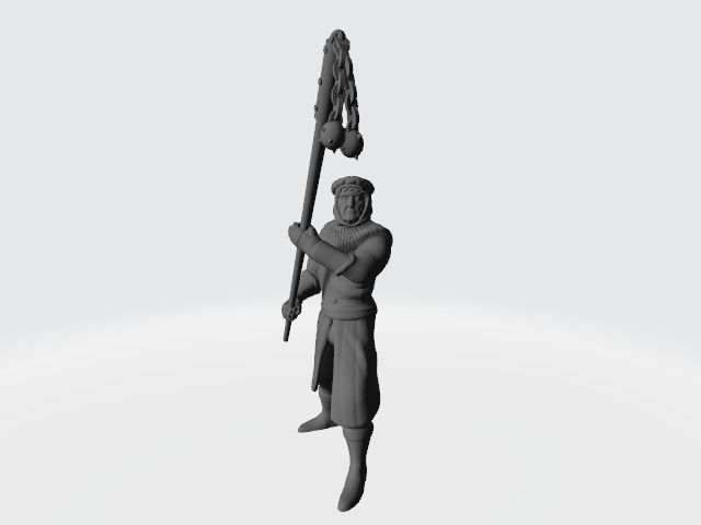 Medieval infantry with flail pole weapon 3D print model_2
