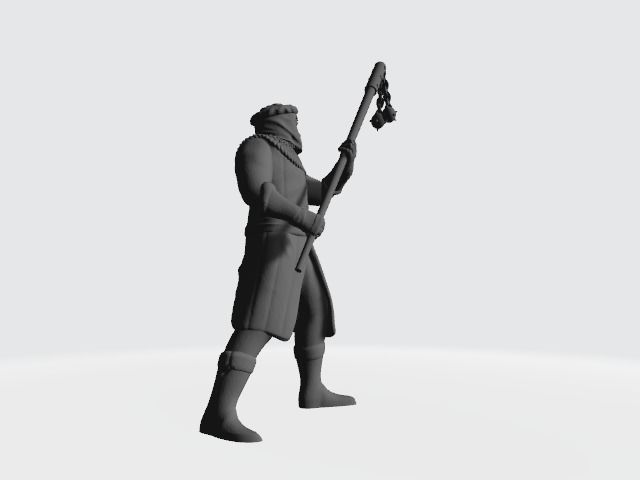 Medieval infantry with flail pole weapon 3D print model_5