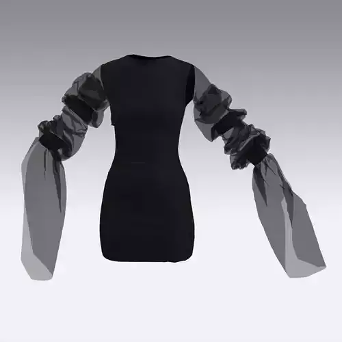 DRESS BLACK SLEVEE  VUAL DRESS MINI