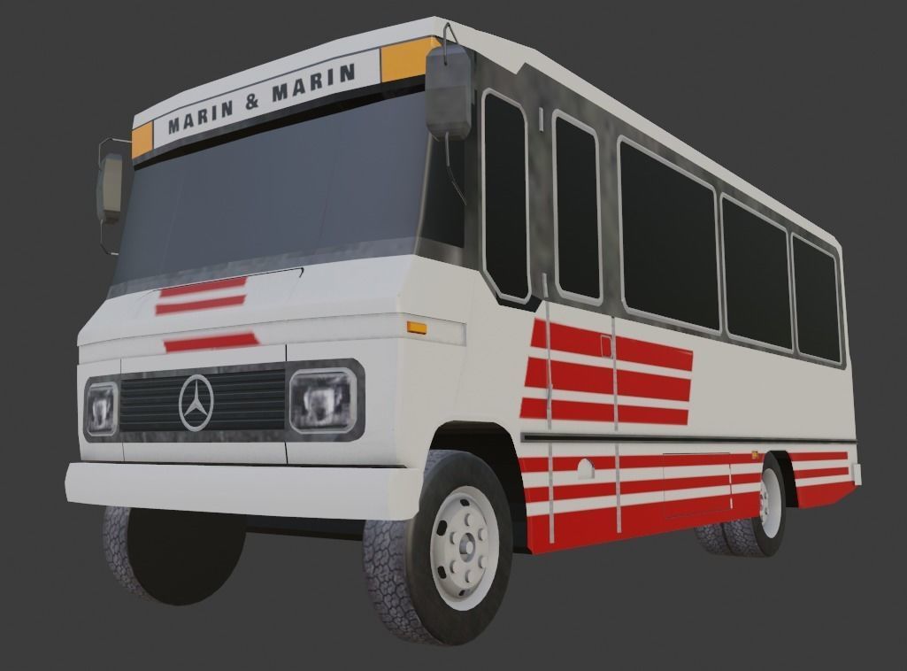 90s Minibus  Low-poly 3D model_5