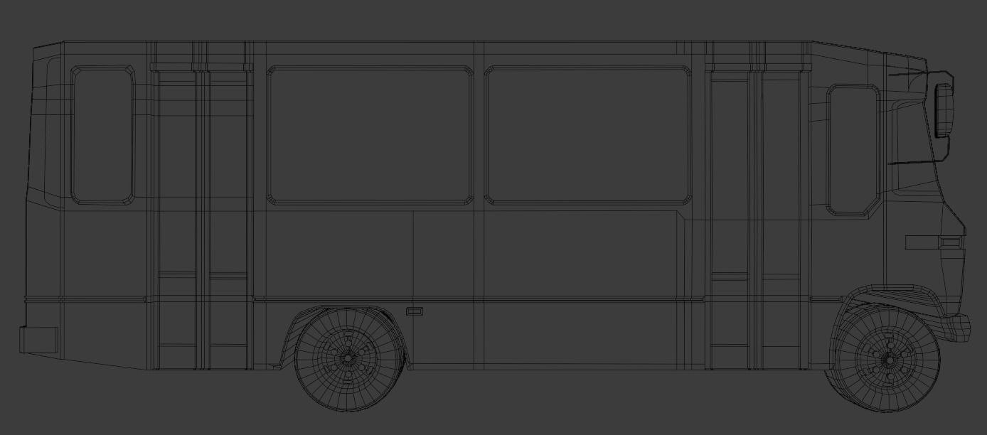90s Minibus  Low-poly 3D model_2