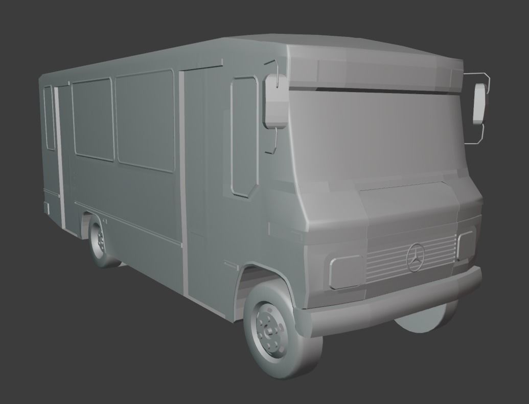 90s Minibus  Low-poly 3D model_9