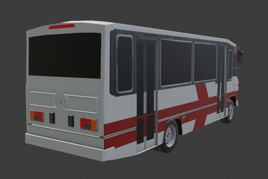 90s Minibus  Low-poly 3D model_4