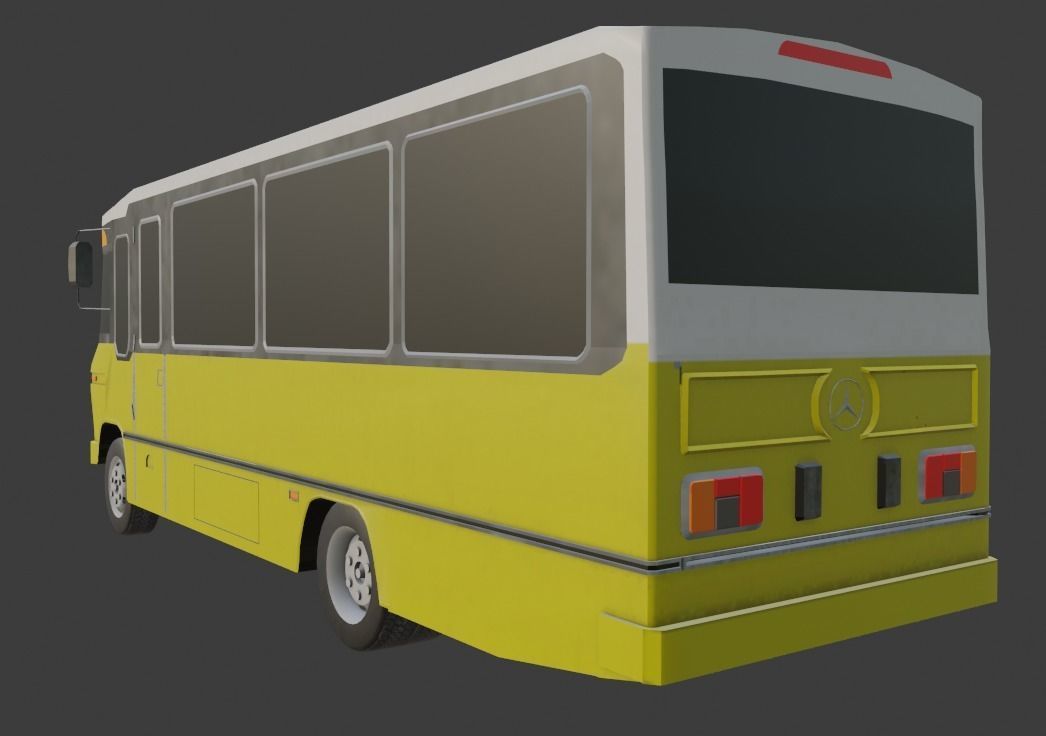 90s Minibus  Low-poly 3D model_3
