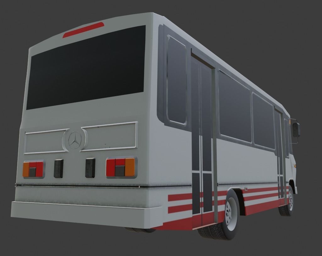 90s Minibus  Low-poly 3D model_6