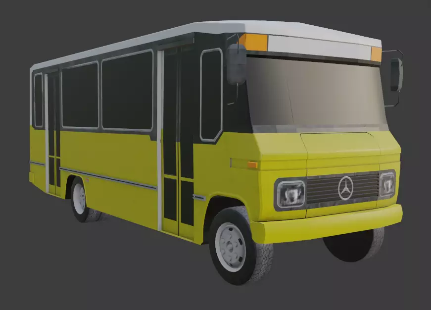90s Minibus  Low-poly 3D model_0