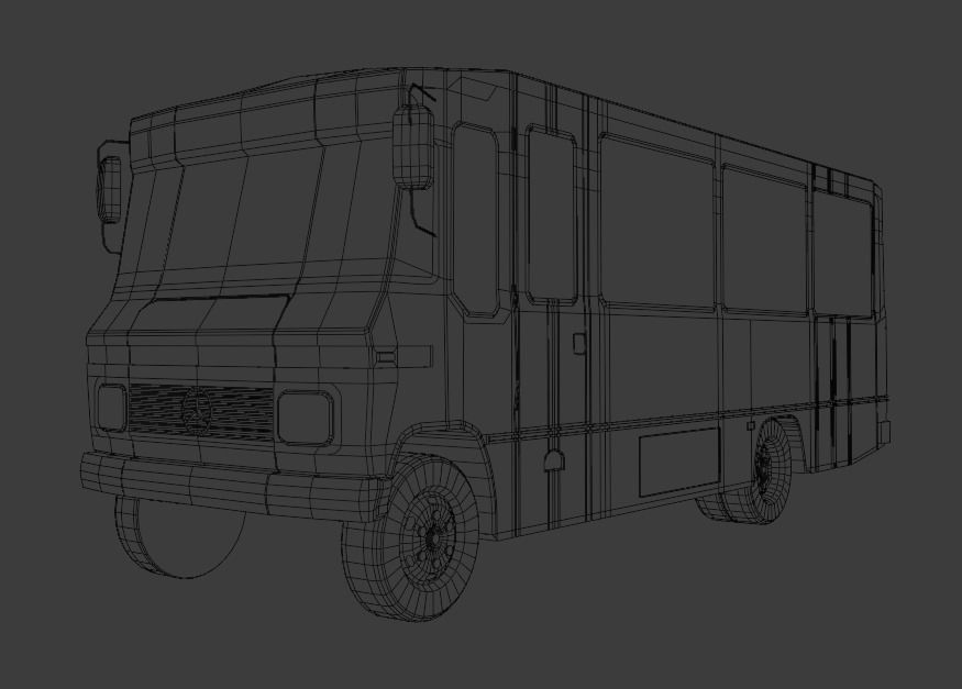 90s Minibus  Low-poly 3D model_8