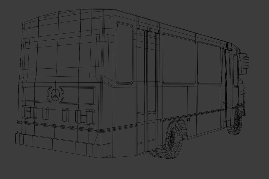 90s Minibus  Low-poly 3D model_7