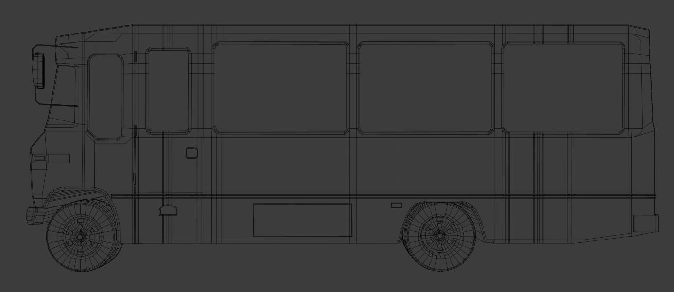 90s Minibus  Low-poly 3D model_1